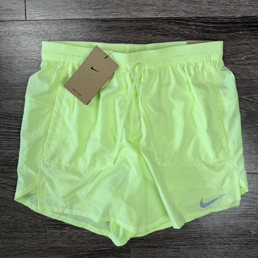 Nike Stride Dri-FIT 5'' 2-in-1 Running Shorts Men's Small Neon Volt FN2992-701